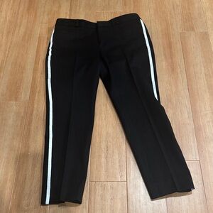 Elegant Black Cropped Pants with White Side Stripe